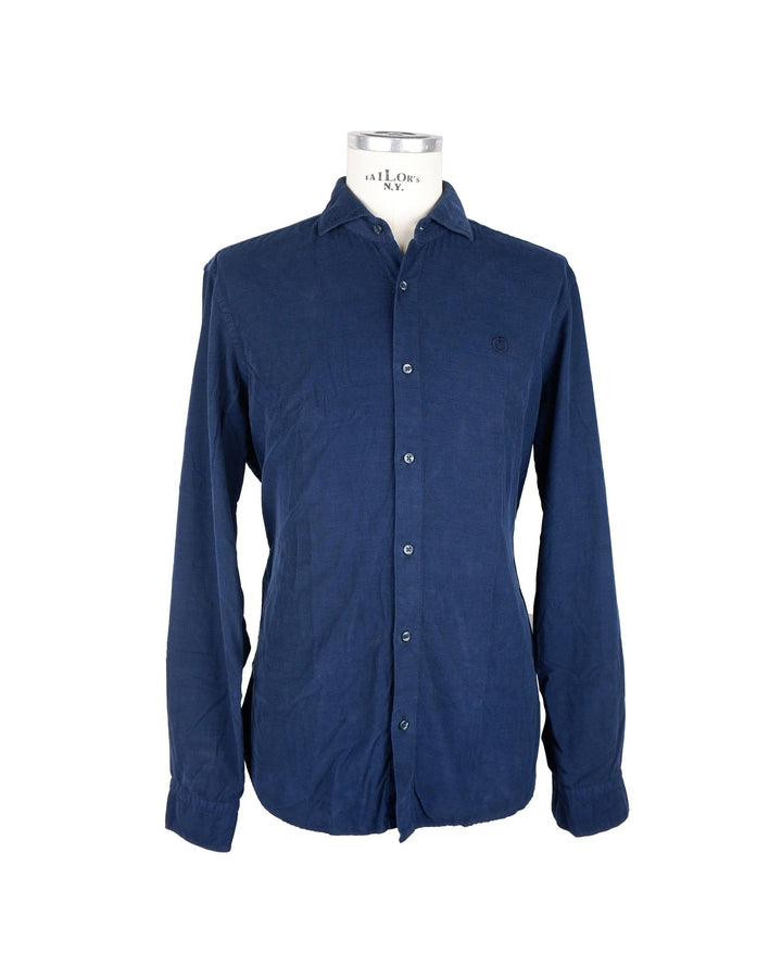 Cotton Velvet Logo Shirt with Button Closure - Long Sleeves L Men