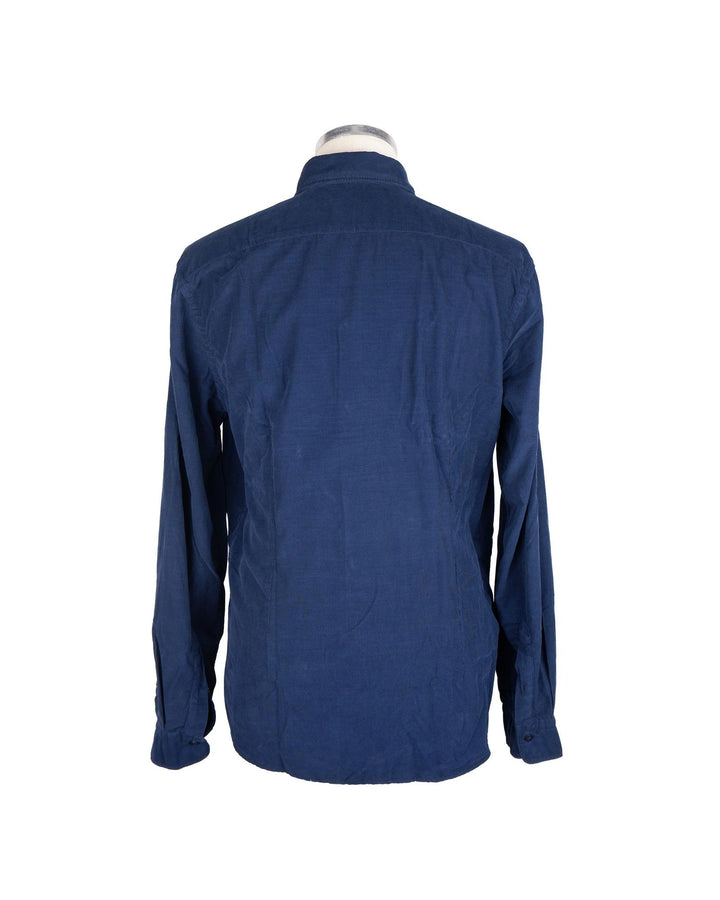 Cotton Velvet Logo Shirt with Button Closure - Long Sleeves L Men