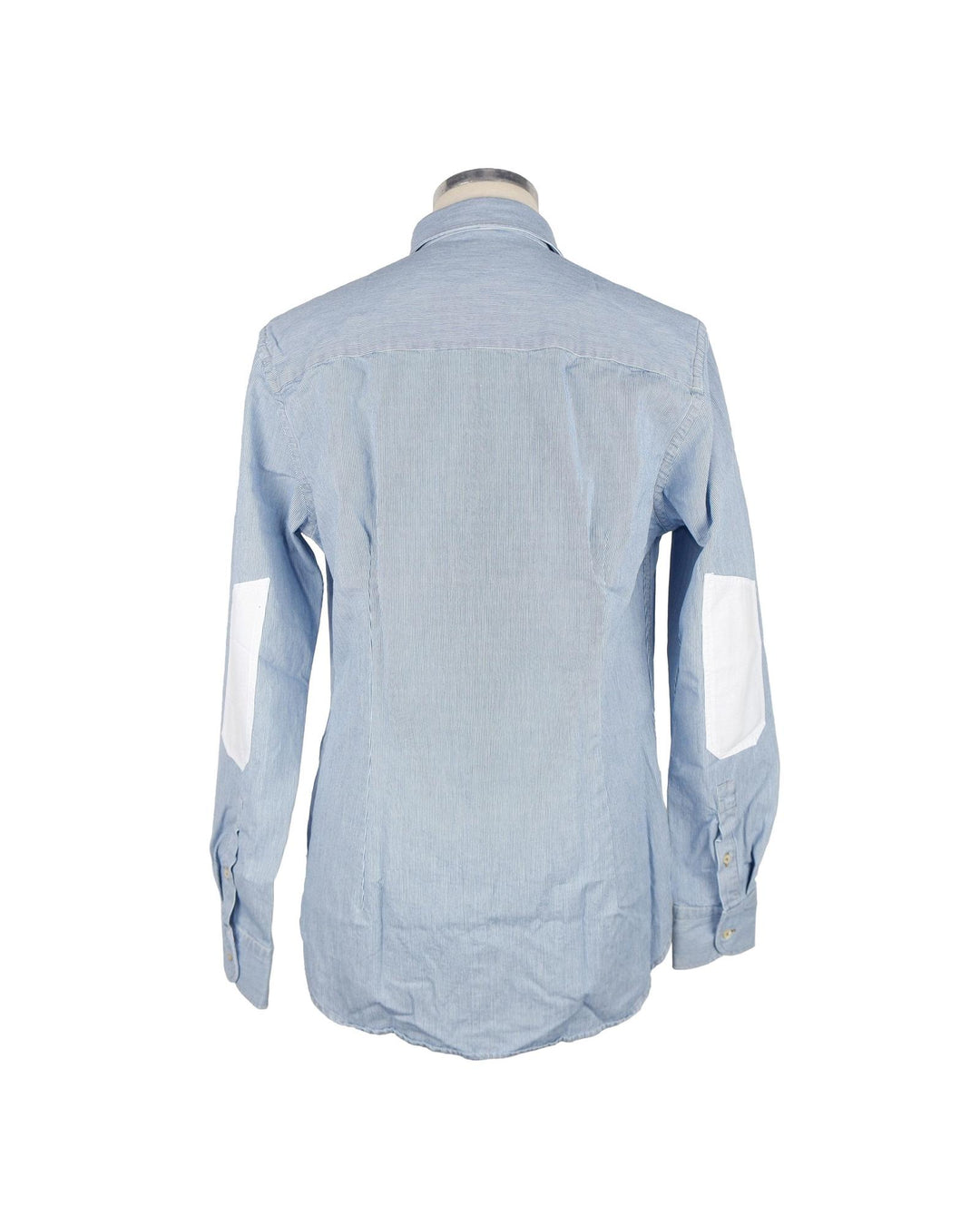 Blue Striped Cotton Shirt with Long Sleeves XL Men