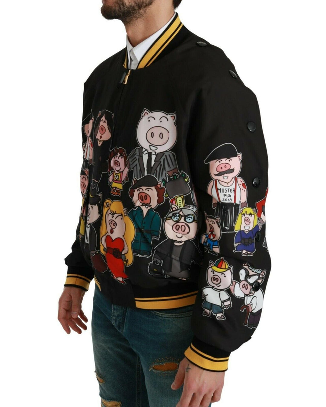 Dolce & Gabbana Bomber Jacket with Multicolor Motive 44 IT Men