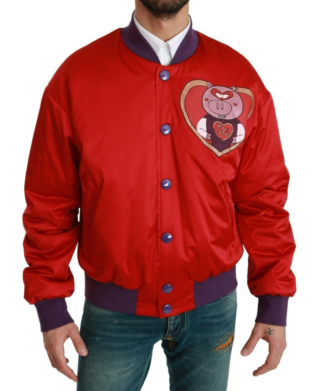 Dolce & Gabbana Bomber Jacket with Multicolor Motive 46 IT Men