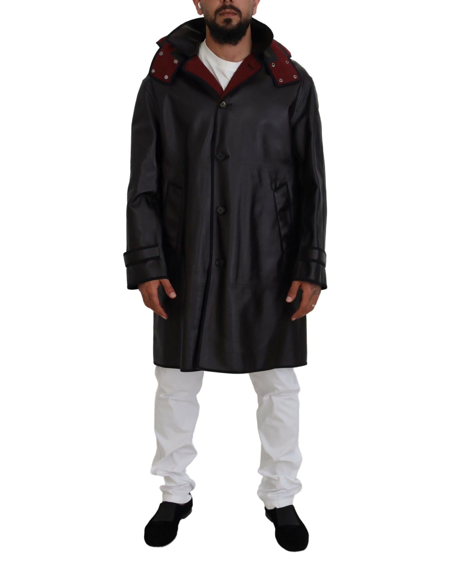 Hooded Parka Coat with Button Closure and Logo Details 46 IT Men