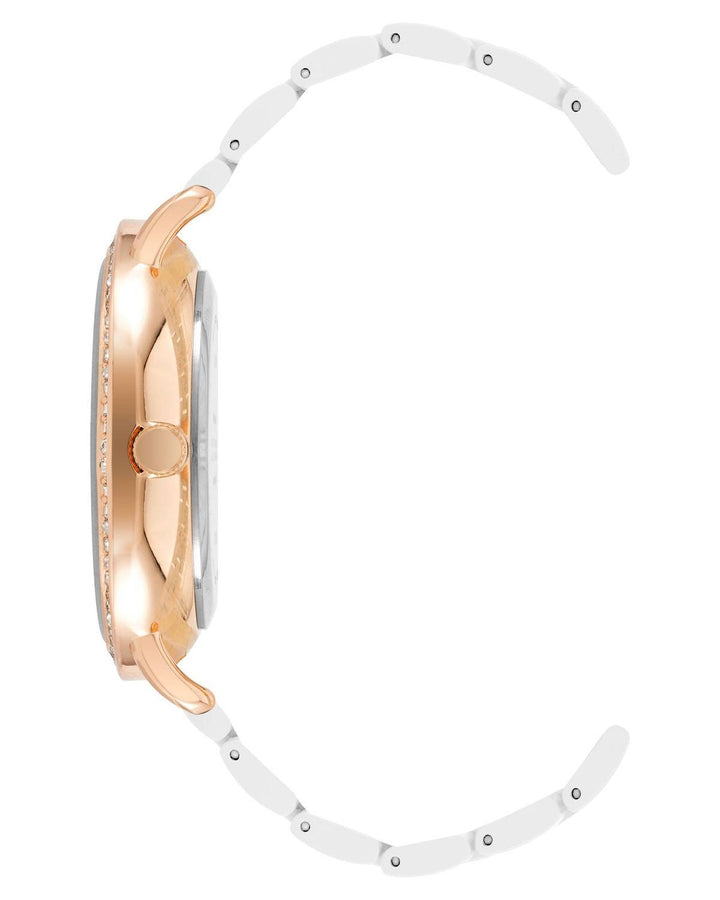 Rose Gold Fashion Watch with Rhine Stone Facing One Size Women