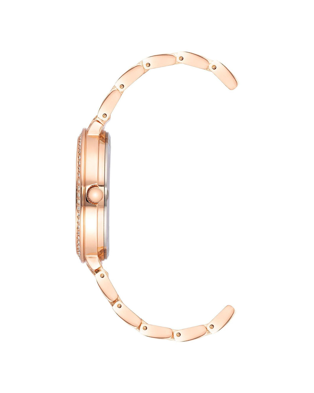 Rose Gold Metal Fashion Watch with Rhine Stone Facing One Size Women