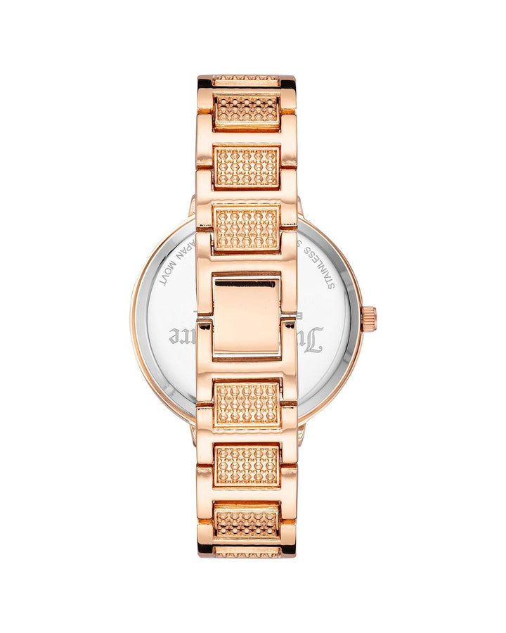 Rose Gold Metal Fashion Watch with Rhine Stone Facing One Size Women