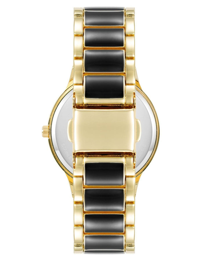 Gold Fashion Analog Watch with Rhine Stone Facing One Size Women