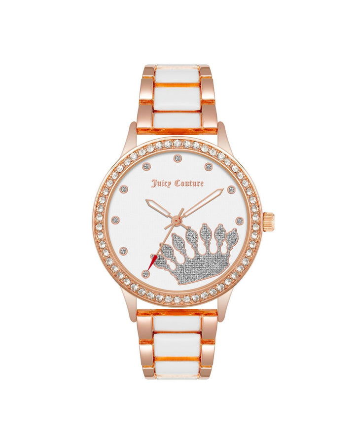 Rose Gold Analog Fashion Watch with Rhine Stone Detail One Size Women