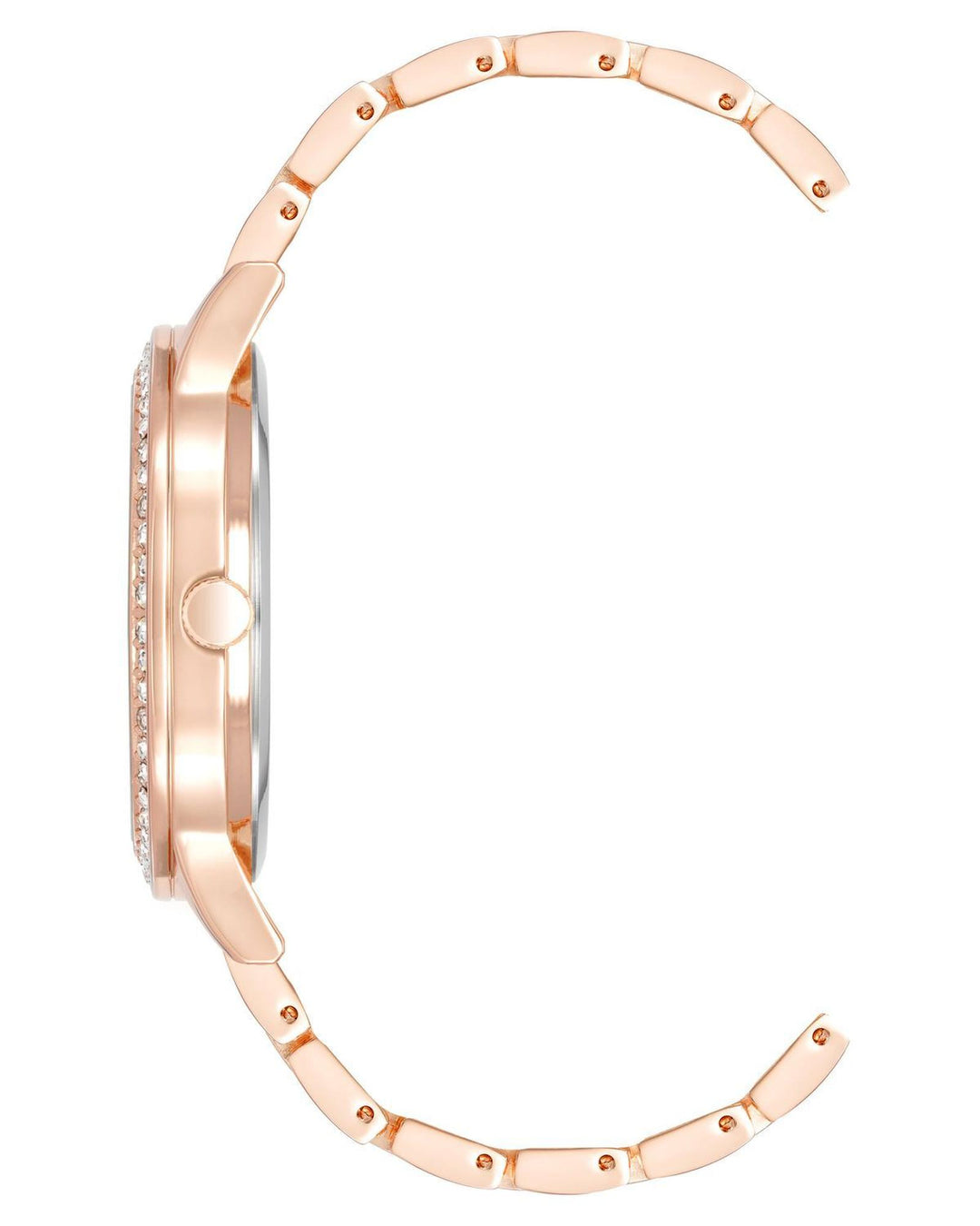 Rose Gold Analog Fashion Watch with Rhine Stone Detail One Size Women