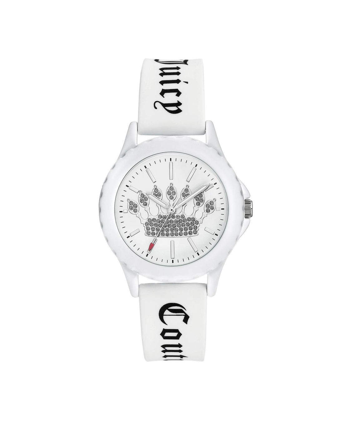 White Quartz Fashion Watch with Rhinestone Detail One Size Women