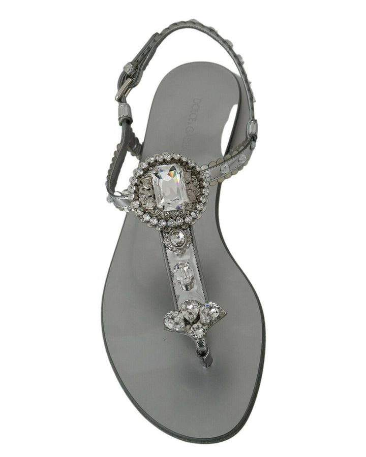 Gorgeous Dolce & Gabbana Silver Sandals with Metal Detailing and Crystals 37 EU Women