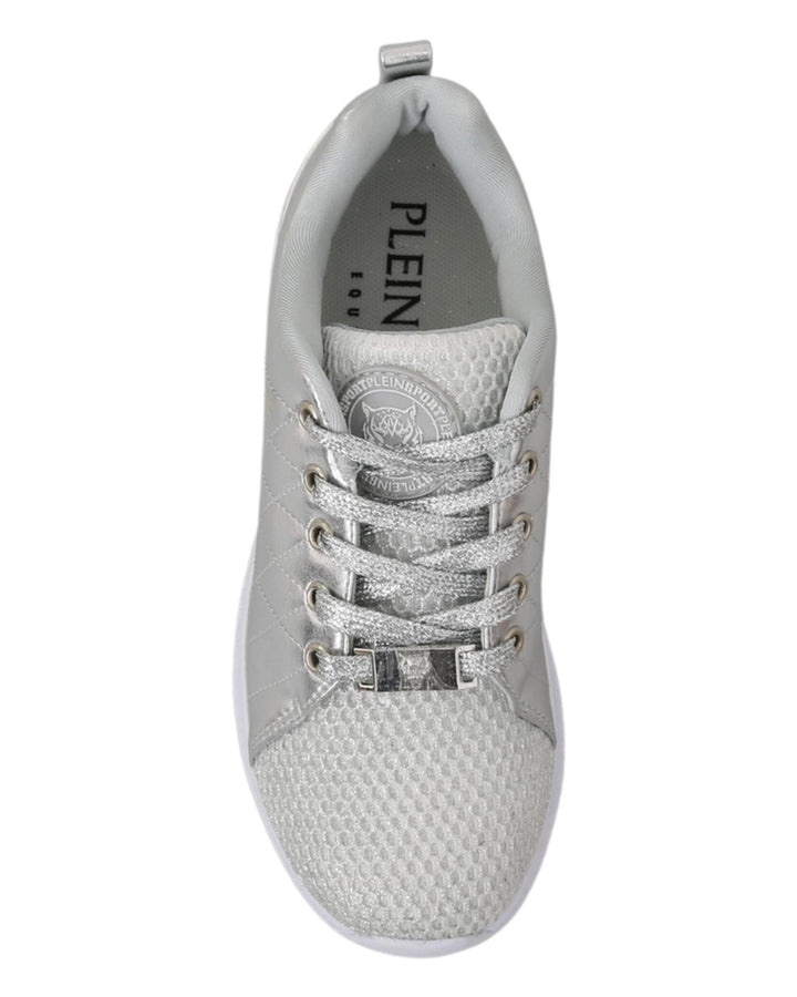 Gisella Sneakers - Silver Polyester Sneakers with Logo Details 36 EU Women