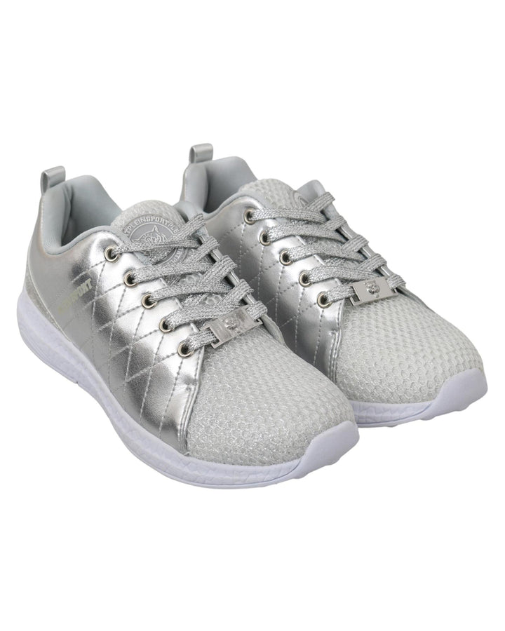 Gisella Sneakers - Silver Polyester Sneakers with Logo Details 36 EU Women