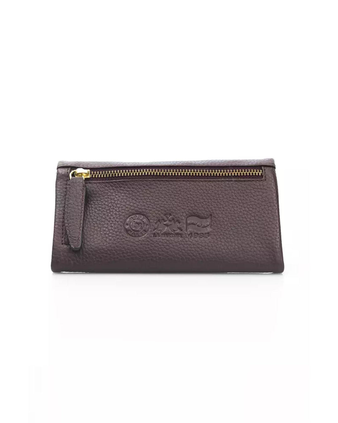 Leather Flap Wallet with Magnetic Closure and Internal Compartments One Size Women