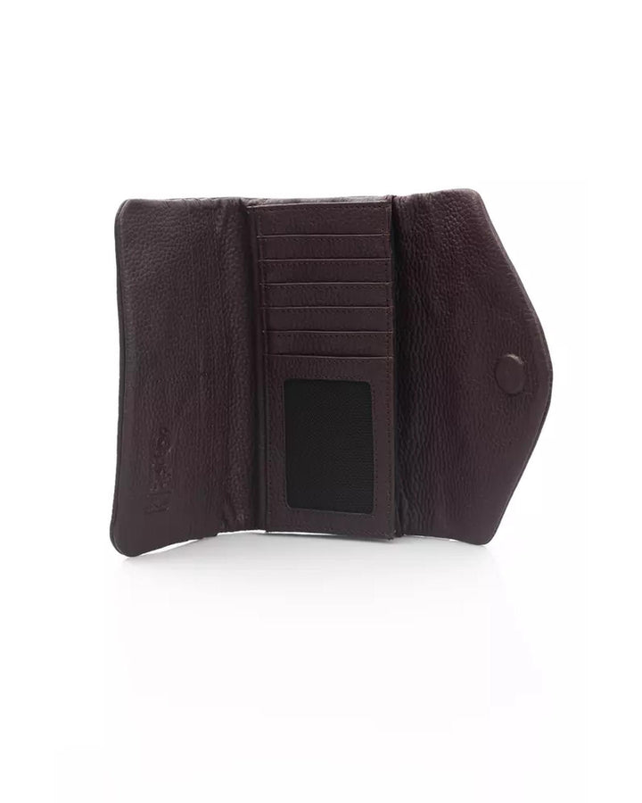 Leather Flap Wallet with Magnetic Closure and Internal Compartments One Size Women