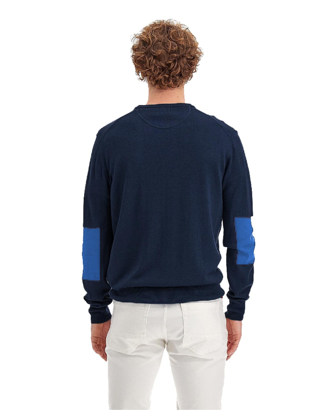 Embroidered Logo Crew Neck Sweater with Patch Detail M Men