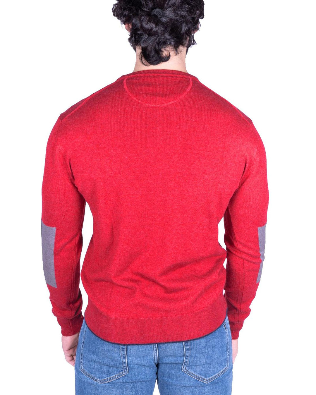 Cotton Crew Neck Sweater with Logo Embroidery and Colored Patch XL Men