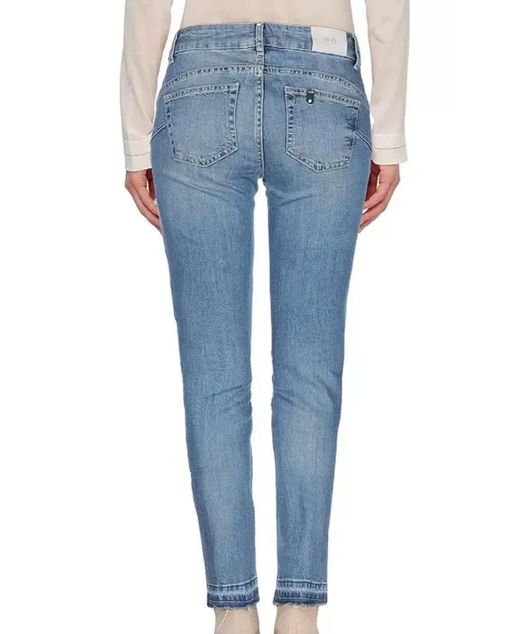 Denim Jeans with Beaded Front and Worn Effect W28 US Women