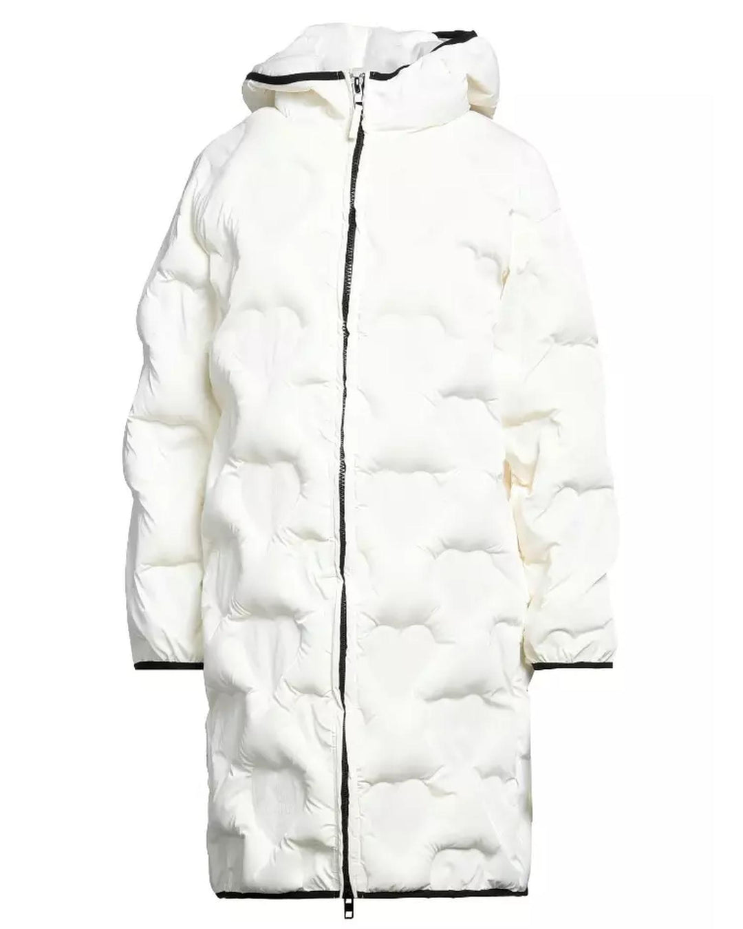 Quilted Long Down Jacket with Heart Details and Hood 42 IT Women