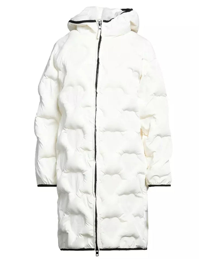 Quilted Long Down Jacket with Heart Details and Hood 44 IT Women