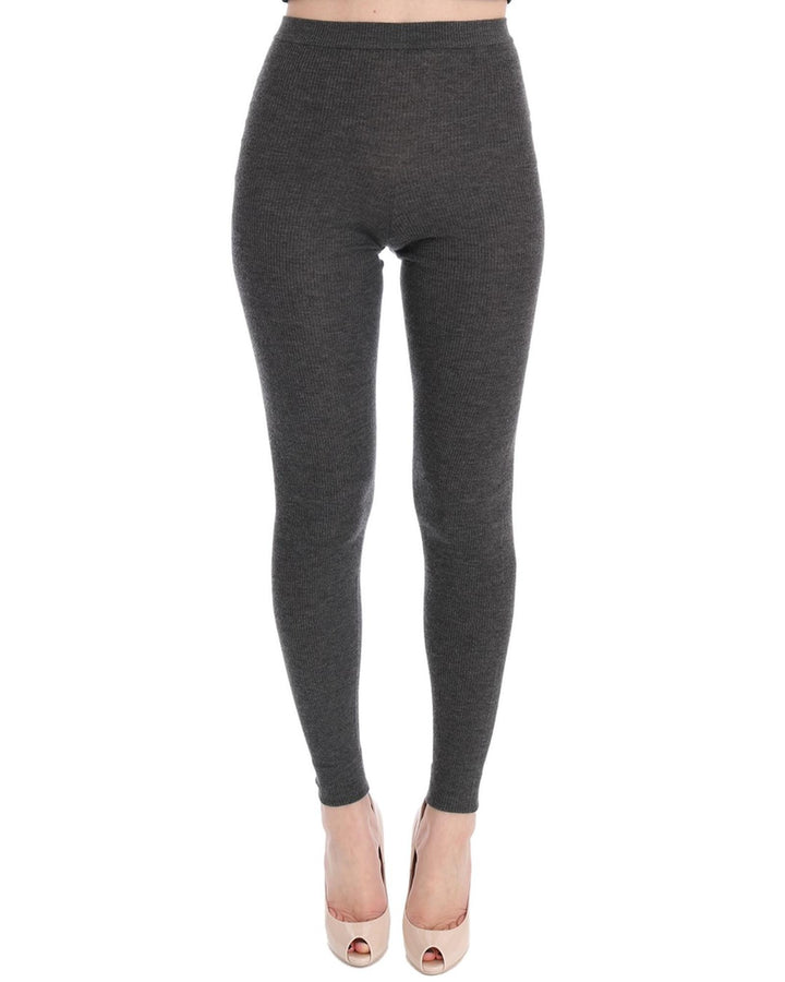 High Waist Cashmere Tights Pants with Logo Details 40 IT Women