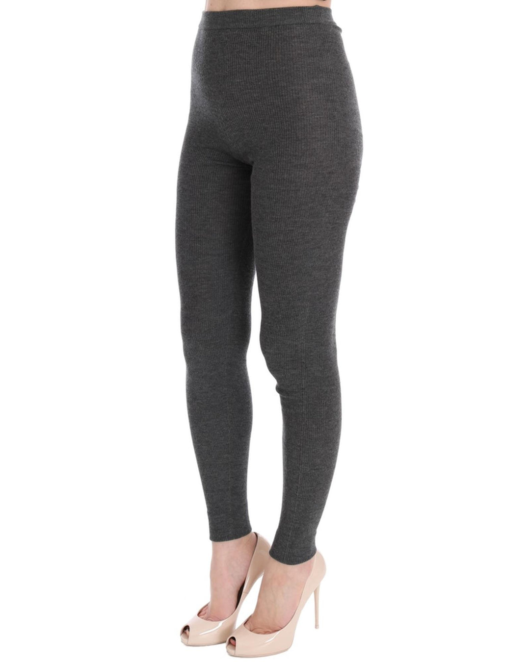 High Waist Cashmere Tights Pants with Logo Details 40 IT Women