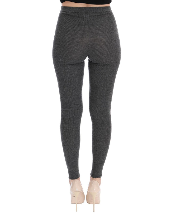 High Waist Cashmere Tights Pants with Logo Details 40 IT Women