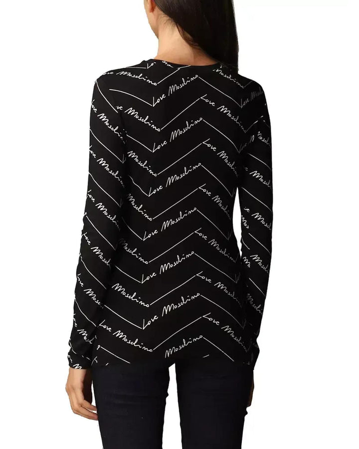 Long-Sleeved Black T-Shirt with Logo Prints 40 IT Women