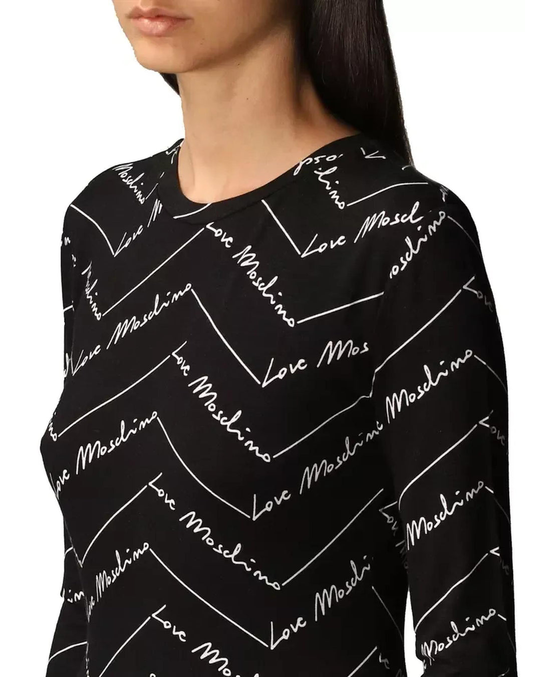 Long-Sleeved Black T-Shirt with Logo Prints 40 IT Women