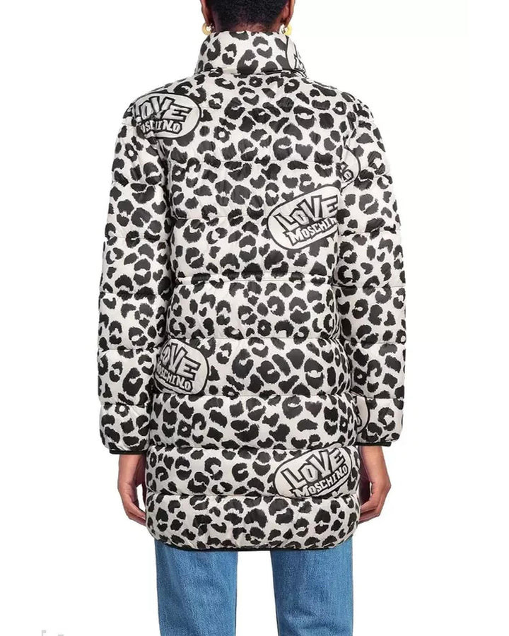 Leopard Print Logo Down Jacket 44 IT Women