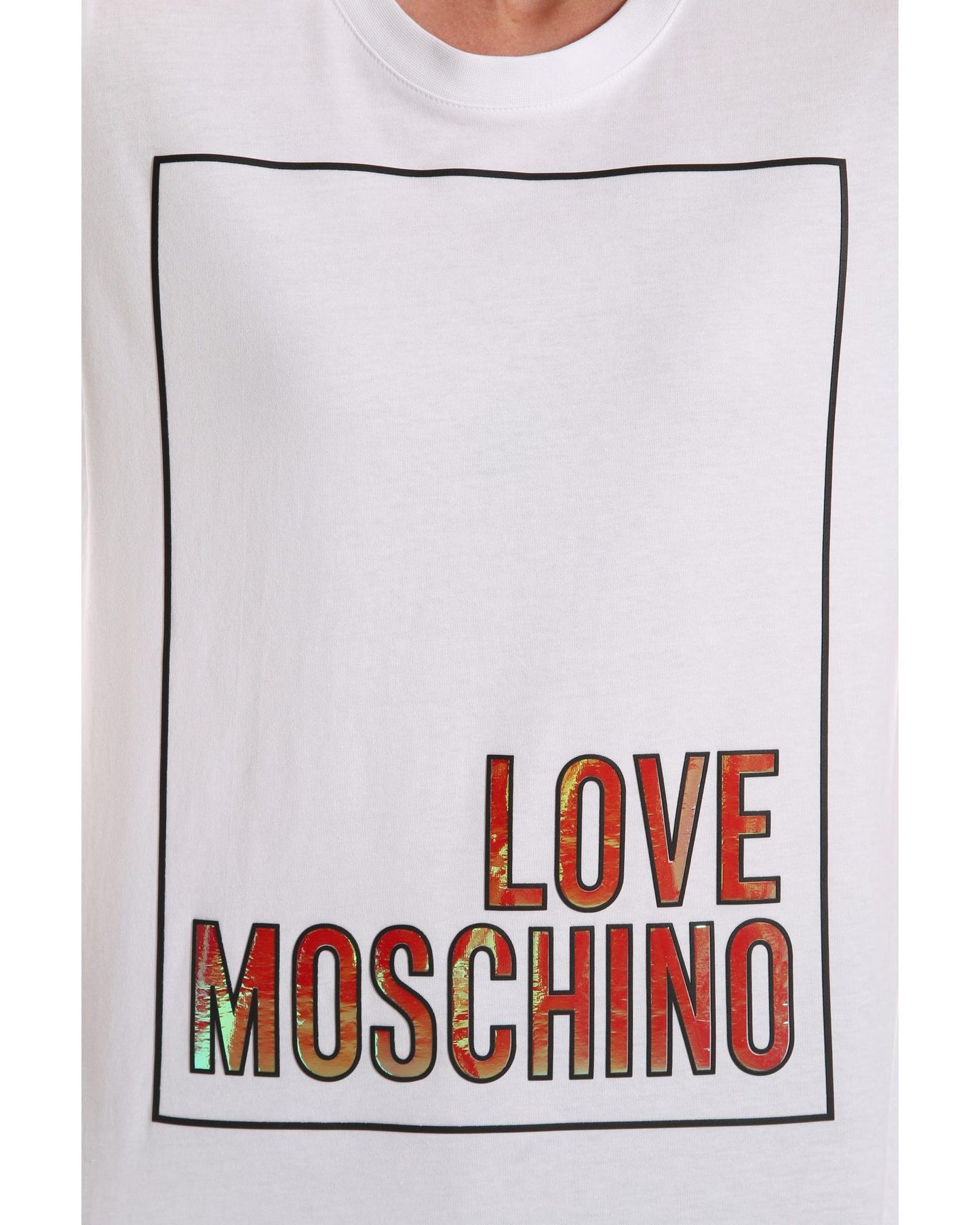 Embossed Logo Cotton T-Shirt by Love Moschino 46 IT Women