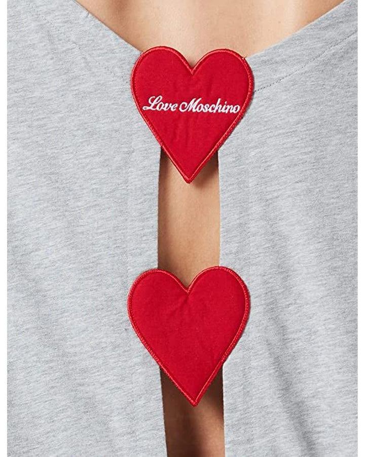 Love Moschino Logo Cotton T-Shirt with Heart Applique 46 IT Women