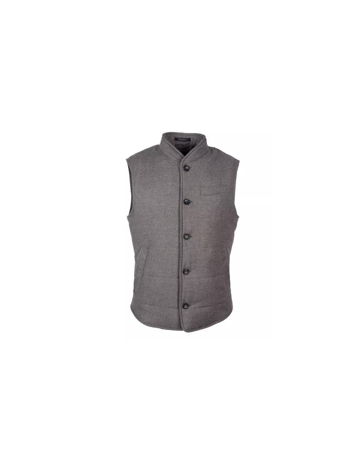 Woven Wool Cashmere Vest with Button Closure and Multiple Pockets 48 IT Men