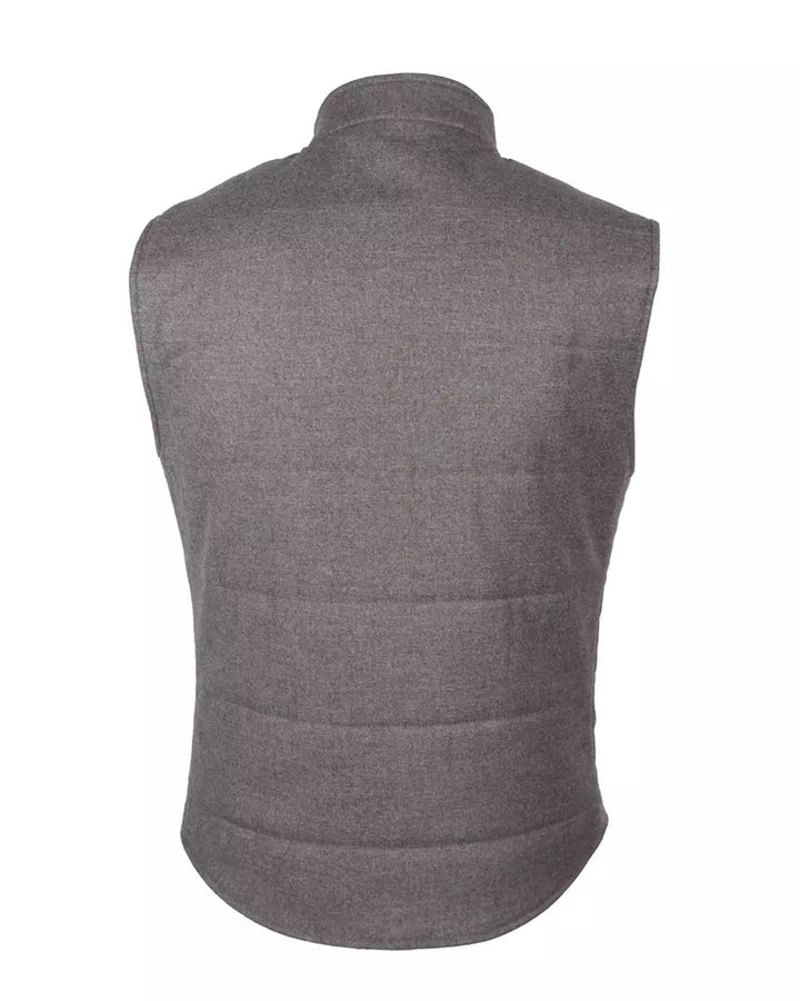 Woven Wool Cashmere Vest with Button Closure and Multiple Pockets 48 IT Men