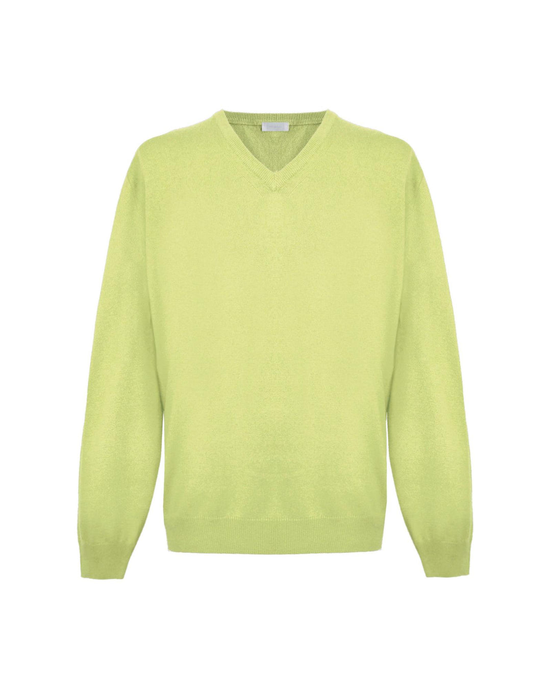 Yellow V-Neck Cashmere Sweatshirt L Men