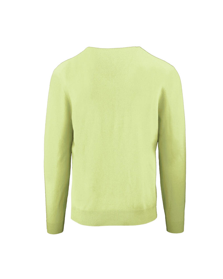 Yellow V-Neck Cashmere Sweatshirt L Men