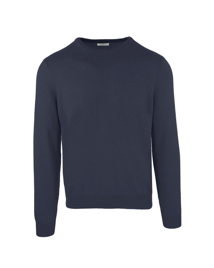 Navy Blue Wool and Cashmere Round Neck Sweatshirt L Men