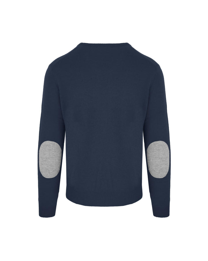 Navy Blue Wool and Cashmere Round Neck Sweatshirt L Men