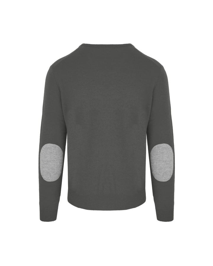 Luxury Anthracite Wool and Cashmere Round Neck Sweater 3XL Men