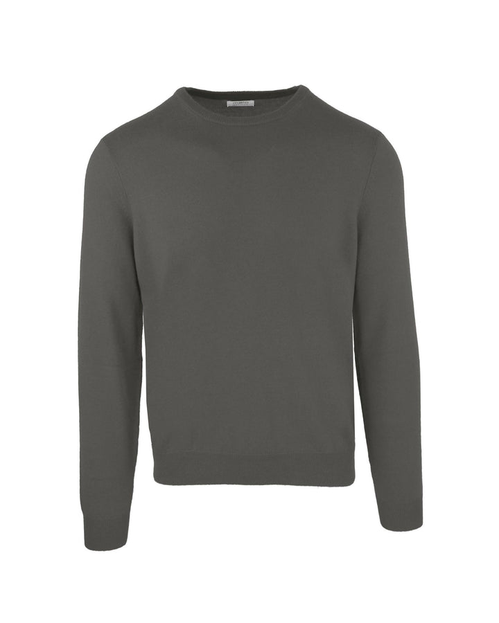 Luxury Anthracite Wool and Cashmere Round Neck Sweater L Men