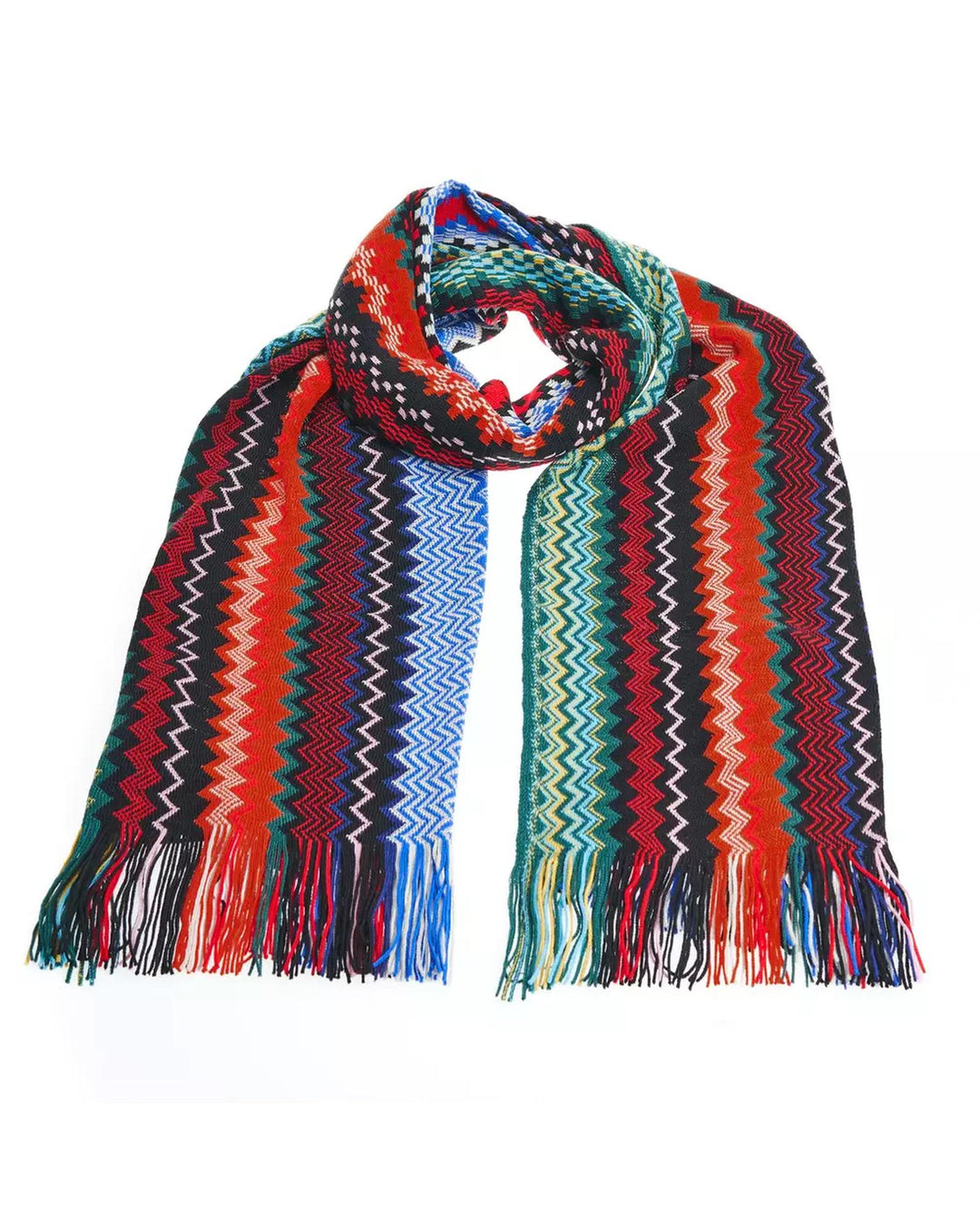 Geometric Pattern Fringed Scarf One Size Women