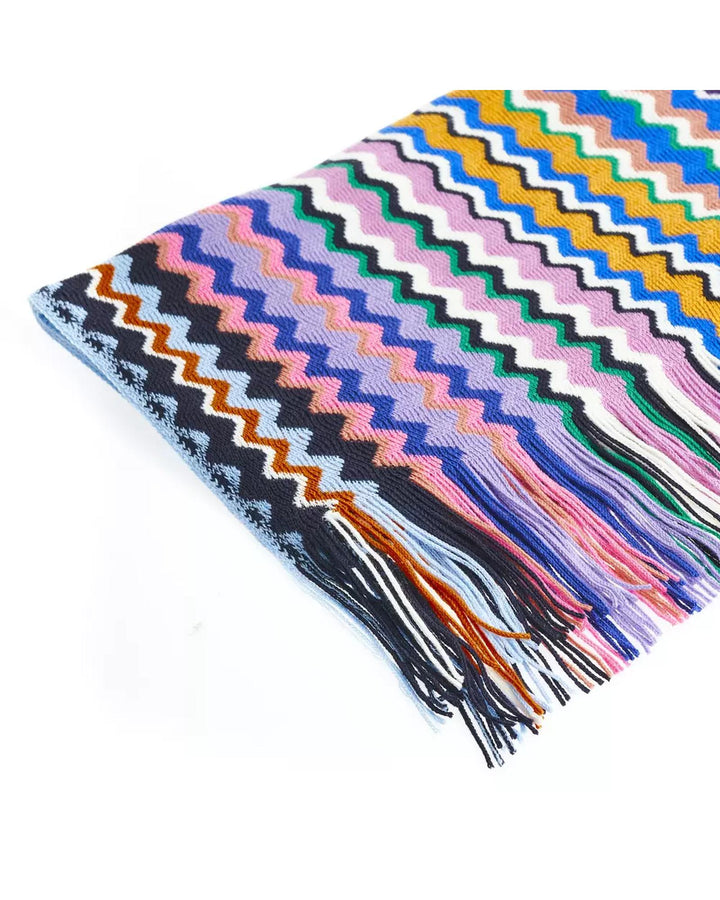 Geometric Pattern Fringed Scarf One Size Women