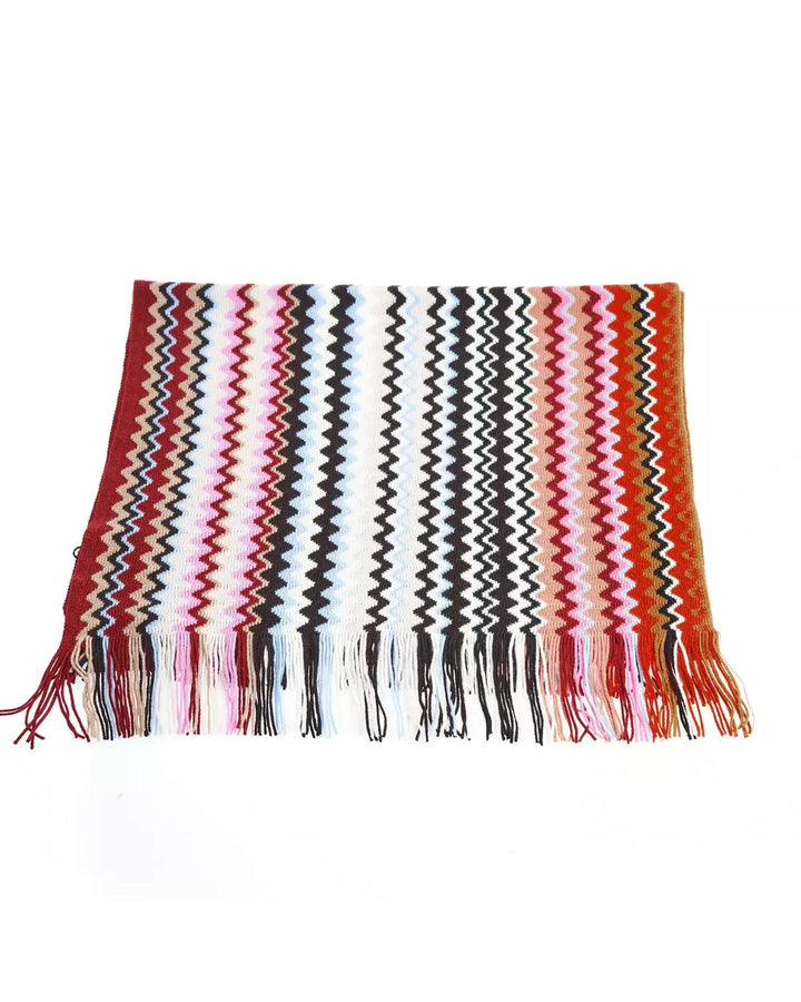 Geometric Pattern Fringed Scarf One Size Women