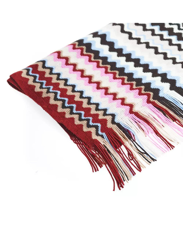 Geometric Pattern Fringed Scarf One Size Women