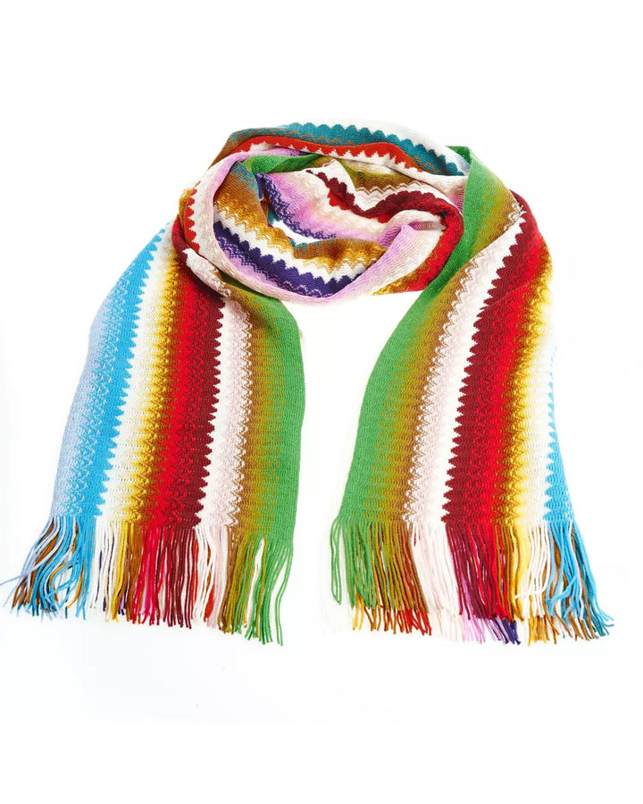 Geometric Pattern Fringed Scarf One Size Women