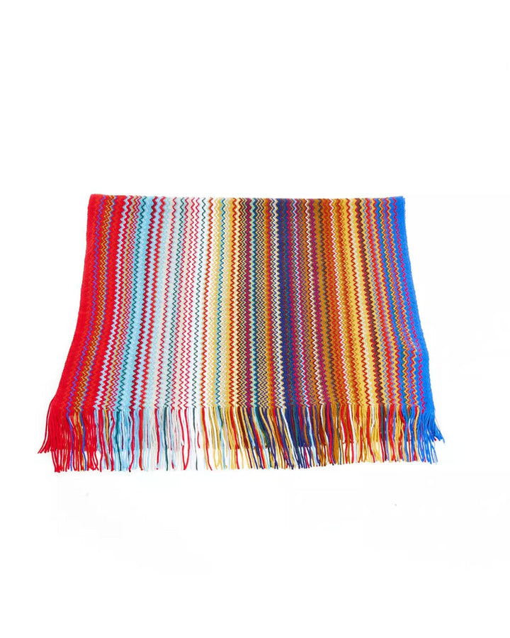 Geometric Pattern Fringed Scarf One Size Women