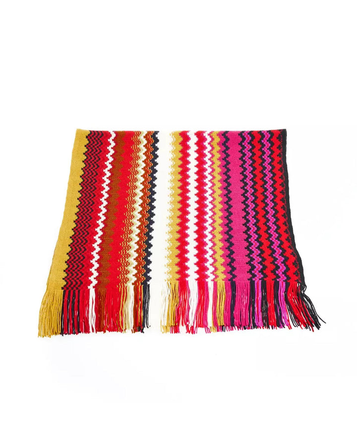 Geometric Patterned Fringed Scarf One Size Women