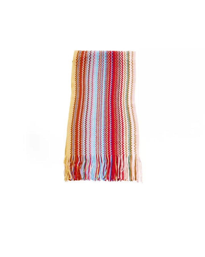 Geometric Pattern Fringed Scarf One Size Women