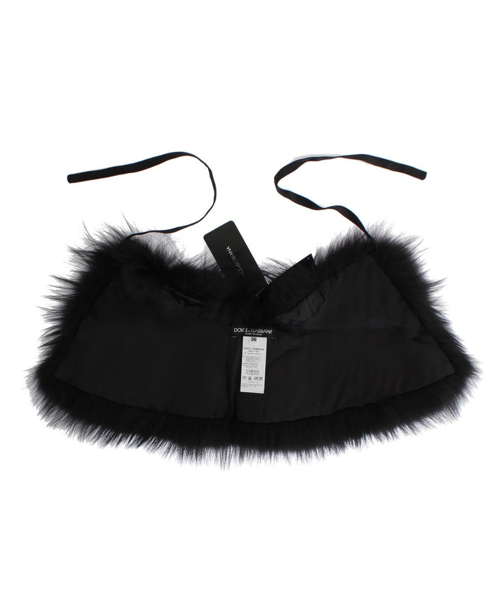 Black Fox Fur Shoulder Wrap by Dolce & Gabbana 42 IT Women