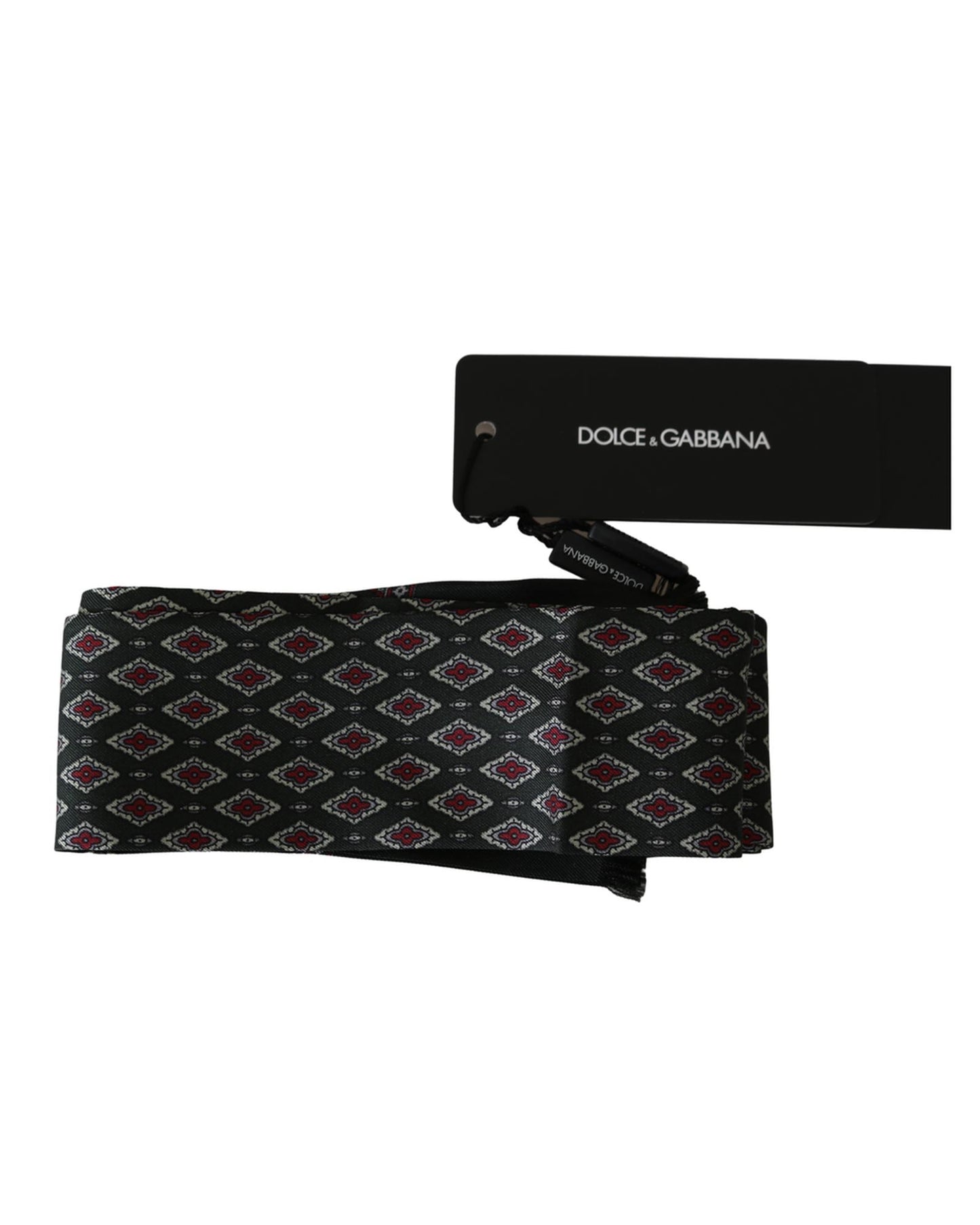 Dolce & Gabbana Mens Silk Scarf with Green Baroque Pattern One Size Men