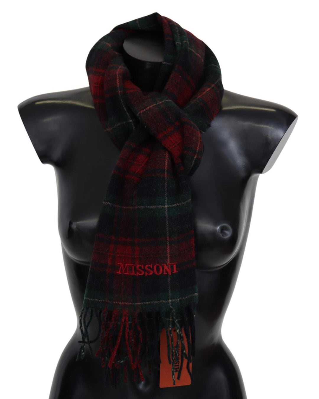 Missoni Check Pattern Virgin Wool Scarf with Fringes One Size Men